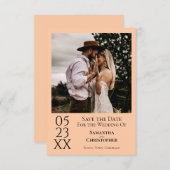 Eenvoudige Perzik Moderne Minimaal Foto Bruiloft Save The Date (Voorkant / Achterkant)