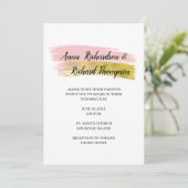 Eenvoudige perzikkleurig en goudpenseel Slag Weddi Kaart (Staand voorkant)