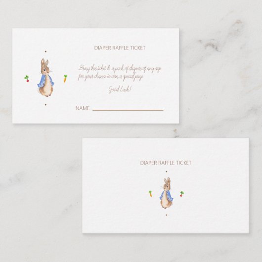 Eenvoudige Peter de Konijn Luier Raffle Ticket Informatiekaartje (Voorkant / Achterkant)