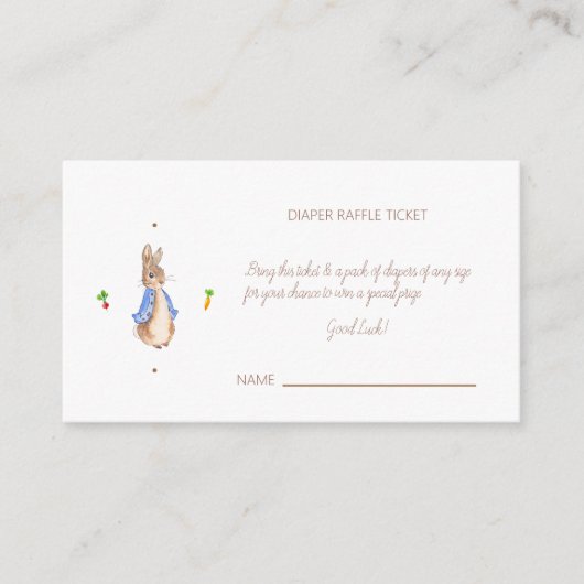 Eenvoudige Peter de Konijn Luier Raffle Ticket Informatiekaartje (Voorkant)