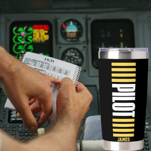 Eenvoudige Piloot Typografie, Strepen, Aangepaste Geïsoleerde Drinkbeker