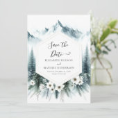 Eenvoudige Pine Mountain bruiloft Save The Date (Staand voorkant)