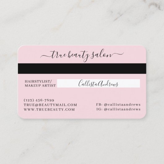 Eenvoudige Pink Gold Signature Script Credit Kaart Visitekaartje (Achterkant)