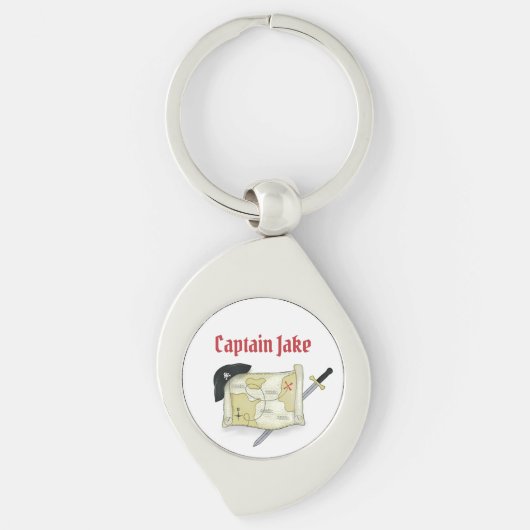 Eenvoudige Pirate Captain gepersonaliseerd Sleutelhanger (Voorkant)