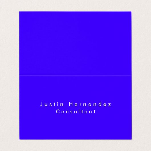Eenvoudige Plain Elegant Ultramarien Blauw Minimal Visitekaartjes (Buitenkant ongevouwen)