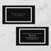 Eenvoudige Plain Elegant Zwart Wit Modern Visitekaartje (Voorkant / Achterkant)
