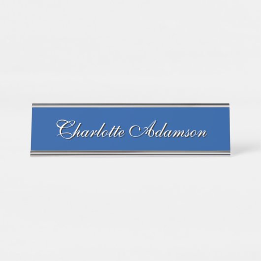 Eenvoudige Plain Minimalist Elegant Modern Deep Bl Bureau Naambordje (Voorkant)