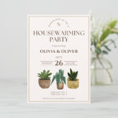 Eenvoudige Planten housewarming party Kaart (Staand voorkant)