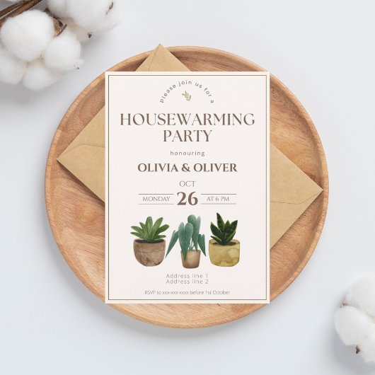 Eenvoudige Planten housewarming party Kaart