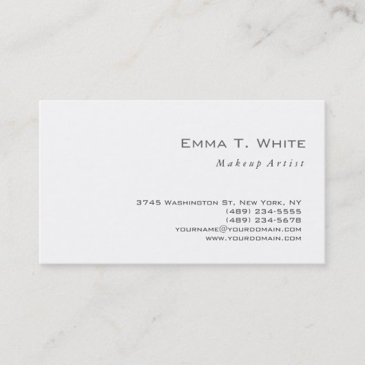 Eenvoudige platte witte grijze makreel met artisti visitekaartje (Voorkant)