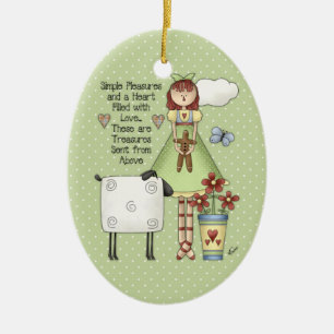 Eenvoudige Pleasure Boerderij Annie Doll Ovaal Orn Keramisch Ornament