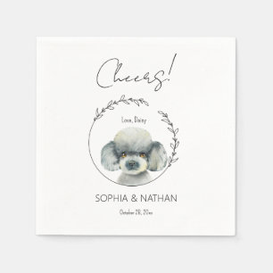 Eenvoudige poedel hond bruiloft cocktail servet