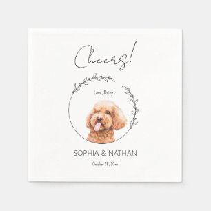 Eenvoudige poedel hond bruiloft cocktail servet