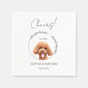 Eenvoudige poedel hond bruiloft cocktail servet