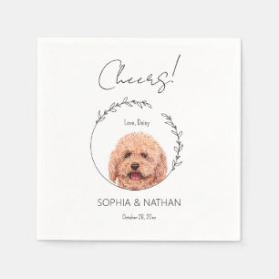 Eenvoudige poedel hond bruiloft cocktail servet