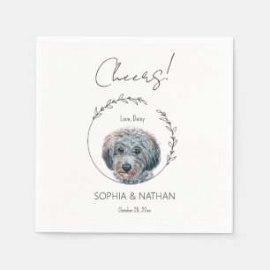 Eenvoudige poedel hond bruiloft cocktail servet