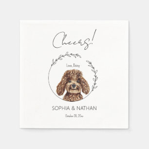 Eenvoudige poedel hond bruiloft cocktail servet