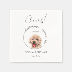 Eenvoudige poedel hond bruiloft cocktail servet