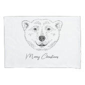 Eenvoudige polaire Beer kop-lijnschets met tekst Kussensloop (Voorkant-Links)