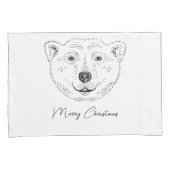 Eenvoudige polaire Beer kop-lijnschets met tekst Kussensloop (Voorkant-Rechts)