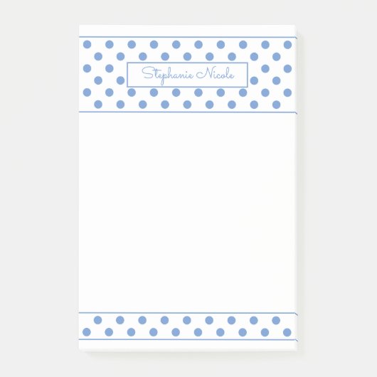Eenvoudige Polka Dot Light Blue, persoonlijke rand Post-it® Notes (Voorkant)