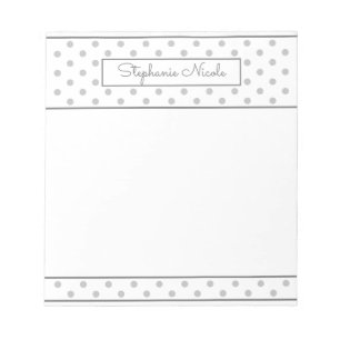 Eenvoudige Polka Dot Light Grey Personated Border Notitieblok