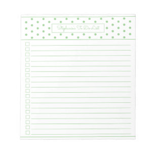 Eenvoudige Polka Dot Sage Eén Koloms Takenlijst Notitieblok