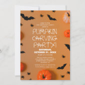 Eenvoudige Pompoen Carving Party Halloween Spooky Kaart (Voorkant)