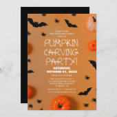 Eenvoudige Pompoen Carving Party Halloween Spooky Kaart (Voorkant / Achterkant)