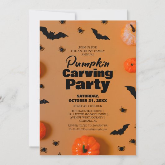 Eenvoudige Pompoen Carving Party Halloween Spooky Kaart (Voorkant)