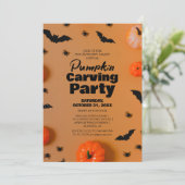 Eenvoudige Pompoen Carving Party Halloween Spooky Kaart (Staand voorkant)