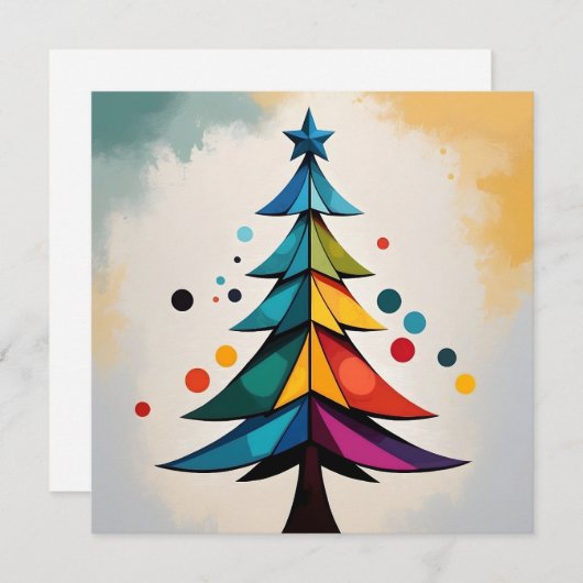 Eenvoudige Pop Art Geometrische kerstboomcirkels Feestdagenkaart (Voorkant / Achterkant)