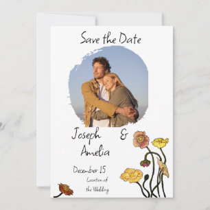 Eenvoudige Poppy Photo Wedding Sla de datum op Kaart