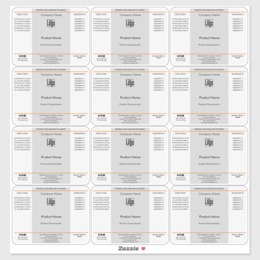 Eenvoudige pot, Container Product Labels (Vel)