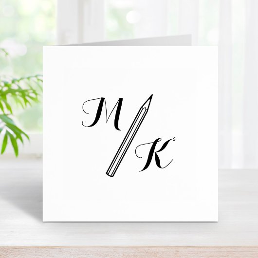 Eenvoudige potlood Monogram Initialen Rubberstempel