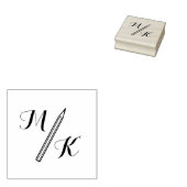 Eenvoudige potlood Monogram Initialen Rubberstempel (Gestempeld)