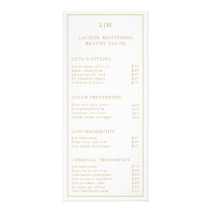 Eenvoudige prijslijst voor monogram legant Gold Sa Reclamekaart