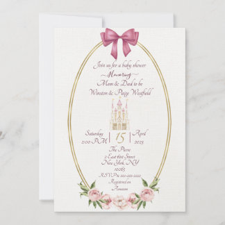 Eenvoudige prinses baby shower uitnodiging