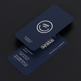 Eenvoudige Professionele Dark Navy Blue Modern Log Visitekaartje