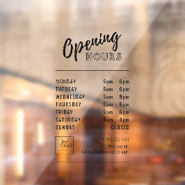 Eenvoudige professionele kantooruren zwart met Log Raamsticker