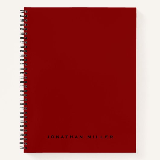 Eenvoudige professionele monogramnaam | Rood Notitieboek (Voorkant)