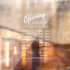 Eenvoudige Professionele Openingstijden Wit met Lo Raamsticker