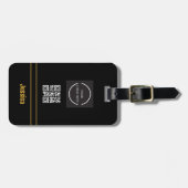 Eenvoudige Professionele QR-code & Logo Goud en Zw Bagagelabel (Voorkant horizontaal)