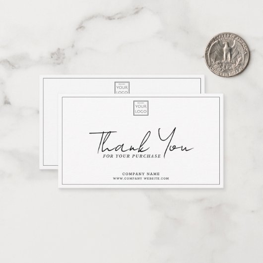 Eenvoudige Promotiecode van bedrijf - Dank u Notitiekaartje (Voorkant / Achterkant in situ)