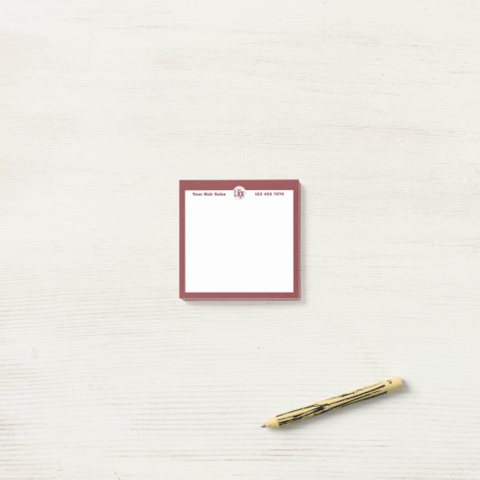 Eenvoudige Promotionele Bourgogne Wit Custom Logo Post-it® Notes (Op bureau)