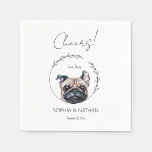 Eenvoudige Pug Hond Bruiloft Cocktail servetten