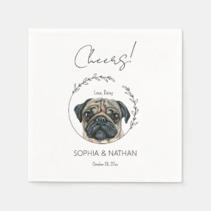 Eenvoudige Pug Hond Bruiloft Cocktail servetten