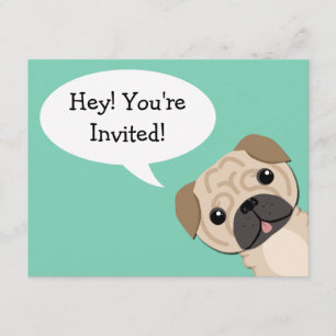 Eenvoudige Pug verjaardagsuitnodiging Kaart