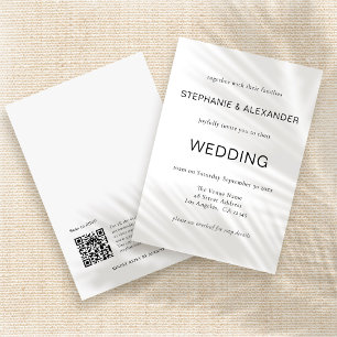 Eenvoudige QR Code Black White Wedding Kaart