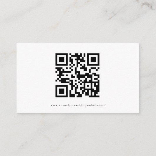 Eenvoudige QR Code Black White Weduwwebsite Informatiekaartje (Achterkant)